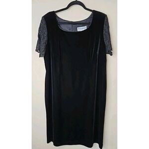 Jessica Howard Dress 16 Black Velvet Lace Vintage Whimsigoth Vamp Event Chic